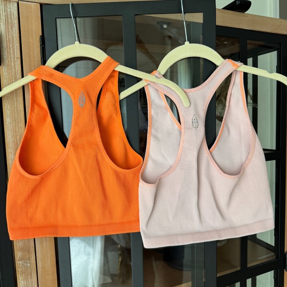 BUNDLE Free People FP Movement Free Throw Crop Tank top ribbed sports bra peach - Picture 3 of 12